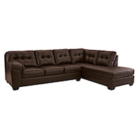 Brown Faux Leather 2-Piece Sectional with Right Chaise