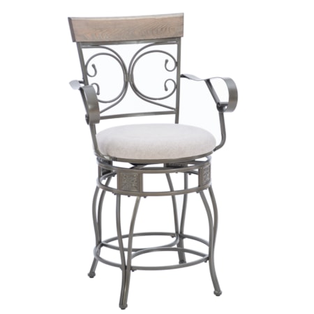 Upholstered Counter Stool with Arms