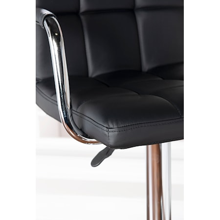 Black and Chrome Quilted Barstool