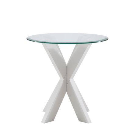 X Base Side Table with Glass Top