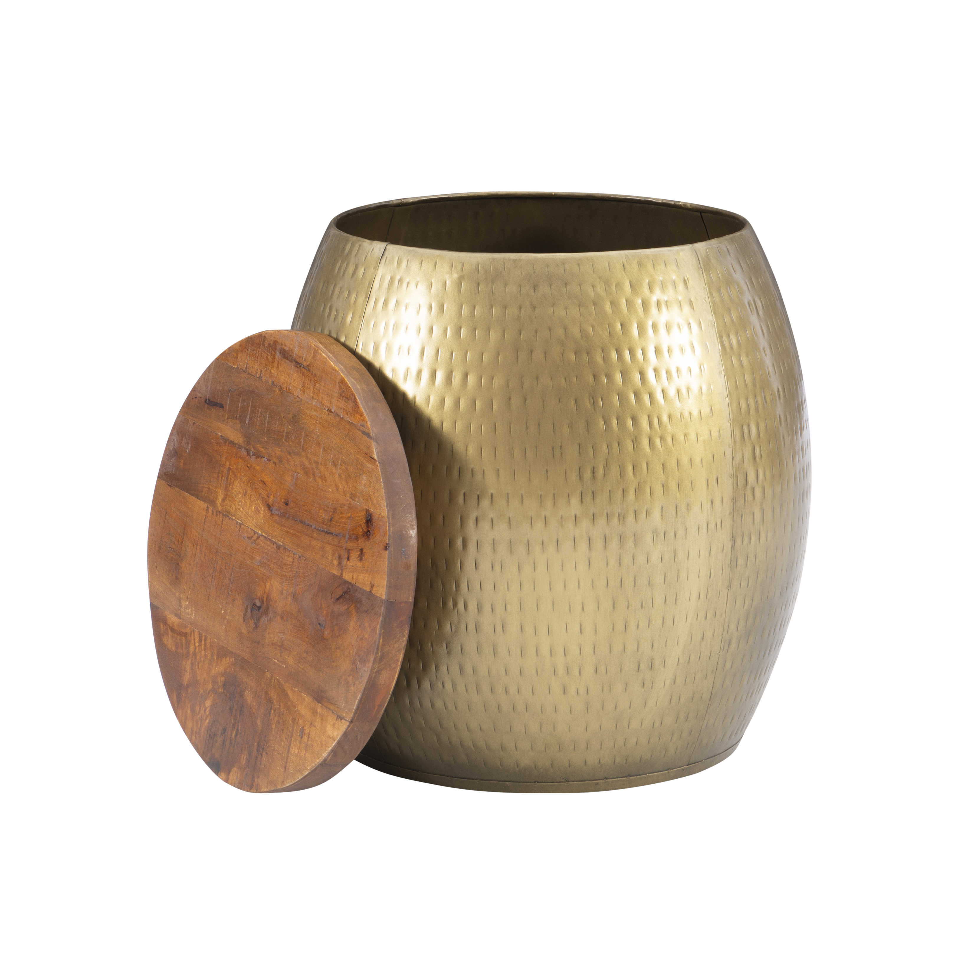 Powell Royce Royce Drum Side Table With Storage Brass