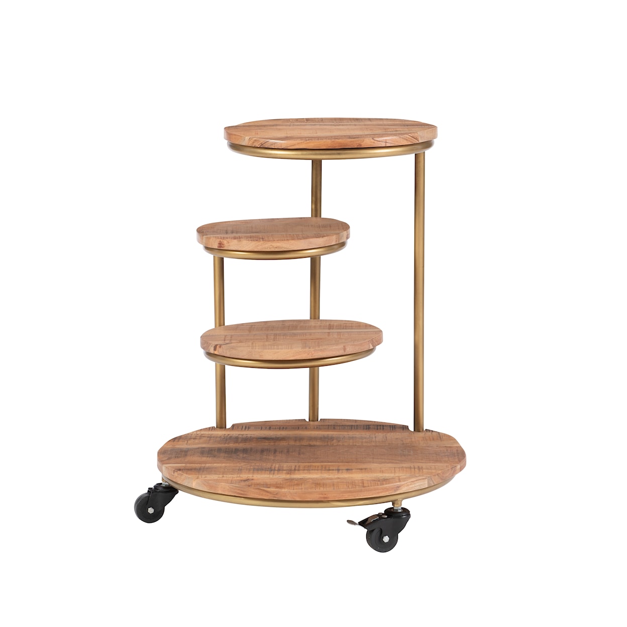 Powell Collis Collis Four Tiered Plant Stand Wheels Gold