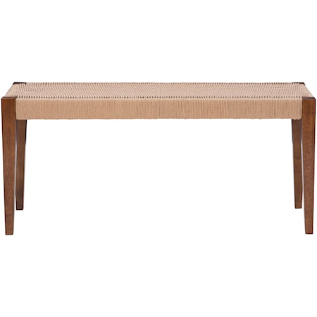 Contemporary Dining Bench with Basketweave Seat