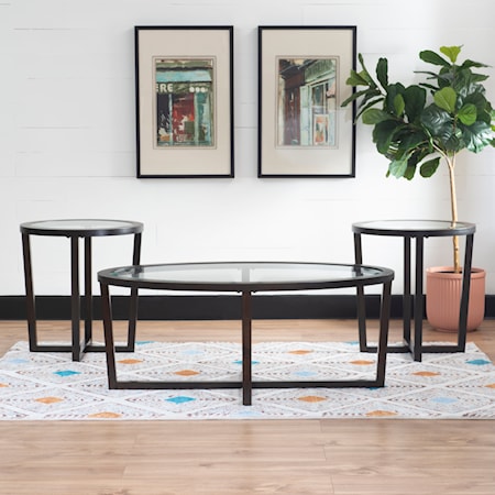 3Pc Coffee And End Table Set Umber