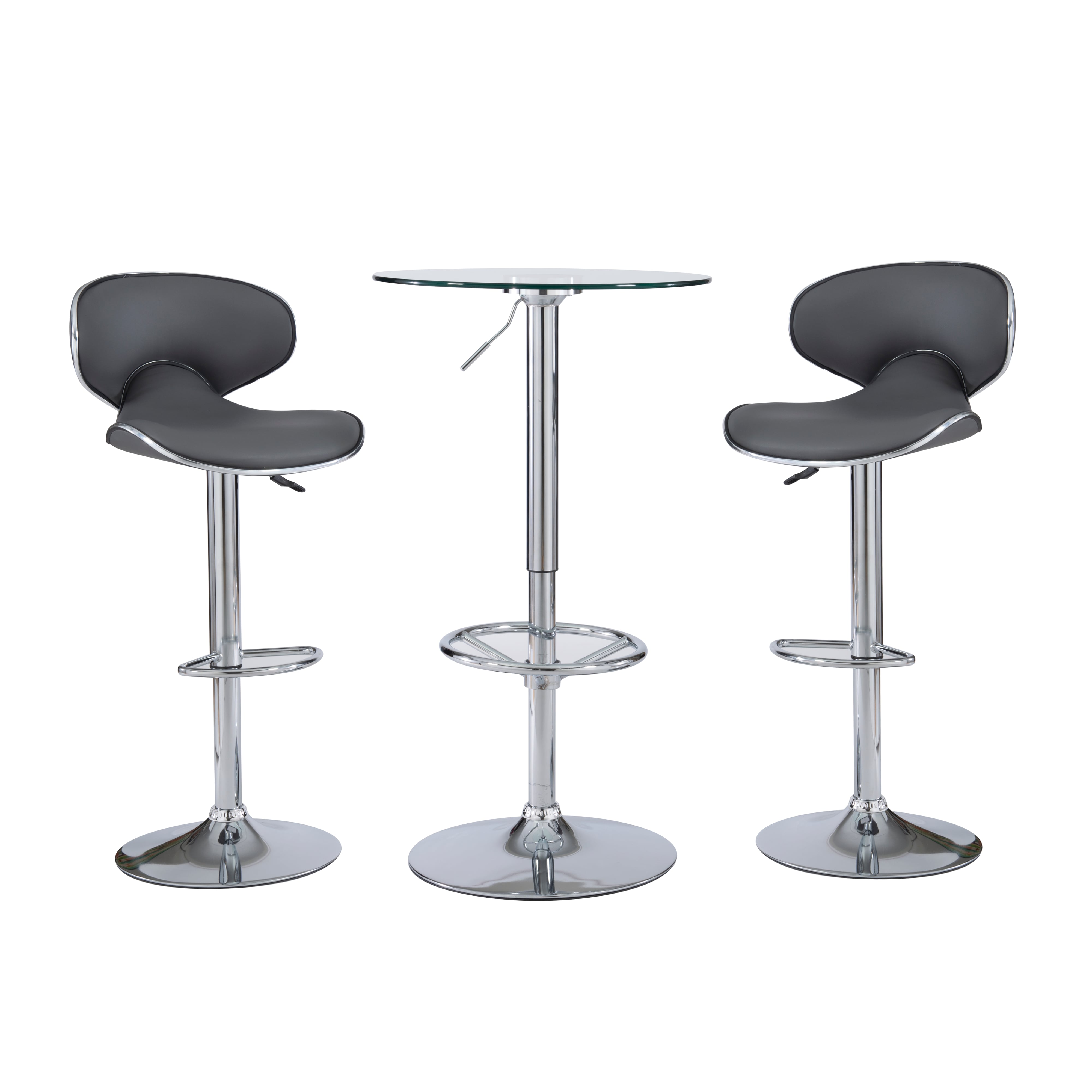 Jenna Adjustable 3PC Pub Set Grey