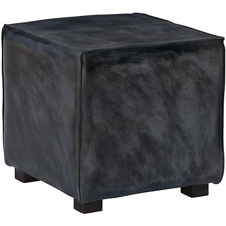 Decter Leather Ottoman Grey
