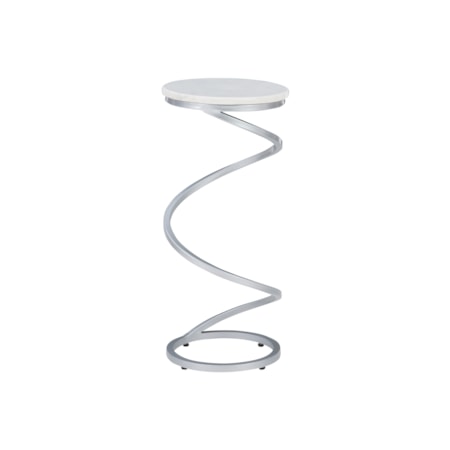 Rian Spiral Drink Table Silver White Marble