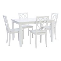 Transitional 5-Piece Dining Set with Lattice Back Chairs