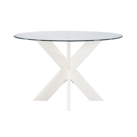 X Base Dining Table with Glass Top