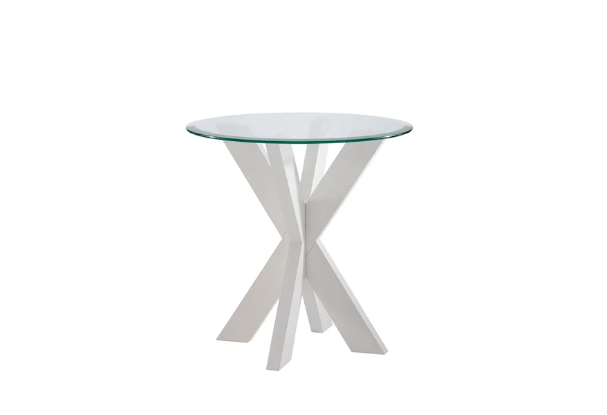Adler Adler X Base Side Table With Glass White by Powell at A1 Furniture & Mattress