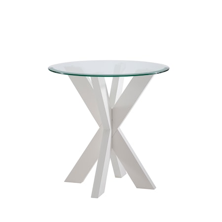 X Base Side Table with Glass Top