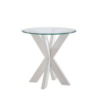 Contemporary X Base Side Table with Glass Top