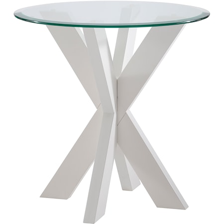 X Base Side Table with Glass Top