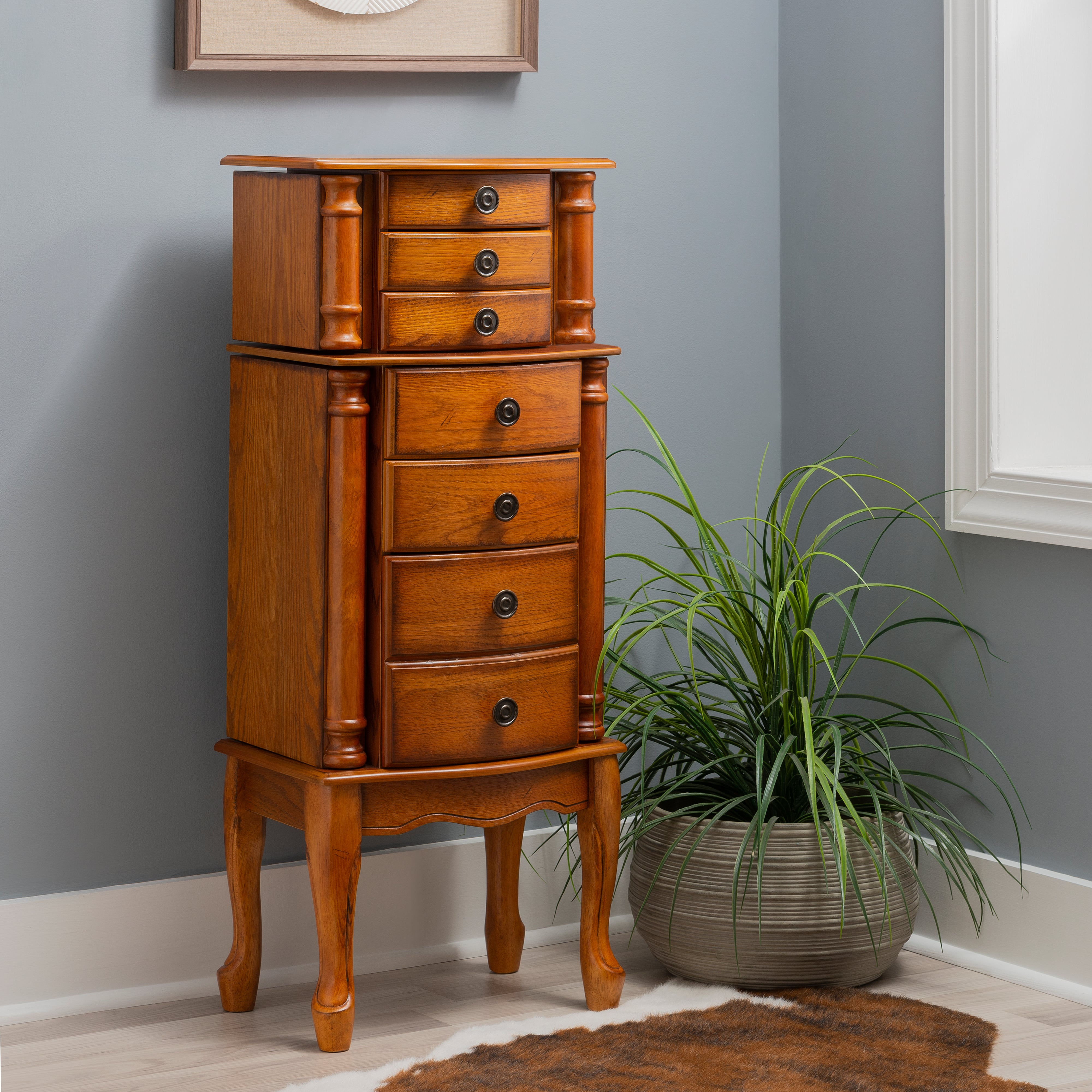Powell Woodland Oak Jewelry Armoire