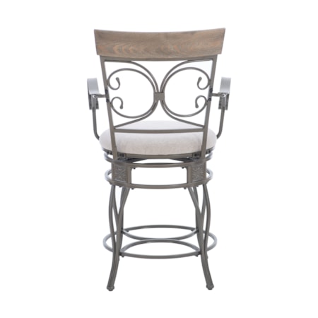 Upholstered Counter Stool with Arms