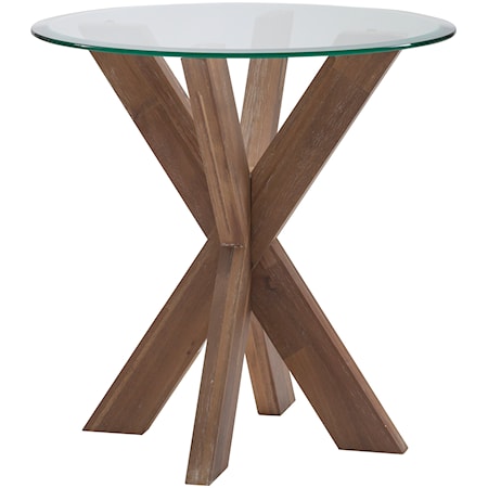 X Base Side Table With Glass Top