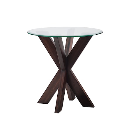 X Base Side Table With Glass Top