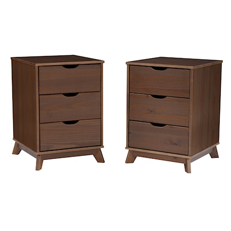 3-Drawer Nightstand Set of 2