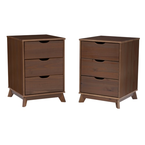 Modern 3-Drawer Nightstand Set of 2