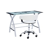 Contemporary Office Desk and White Chair Set