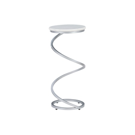 Rian Spiral Drink Table Silver White Marble