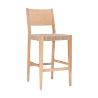 Mid-Century Modern Barstool Set of 2 with Basketweave Seat