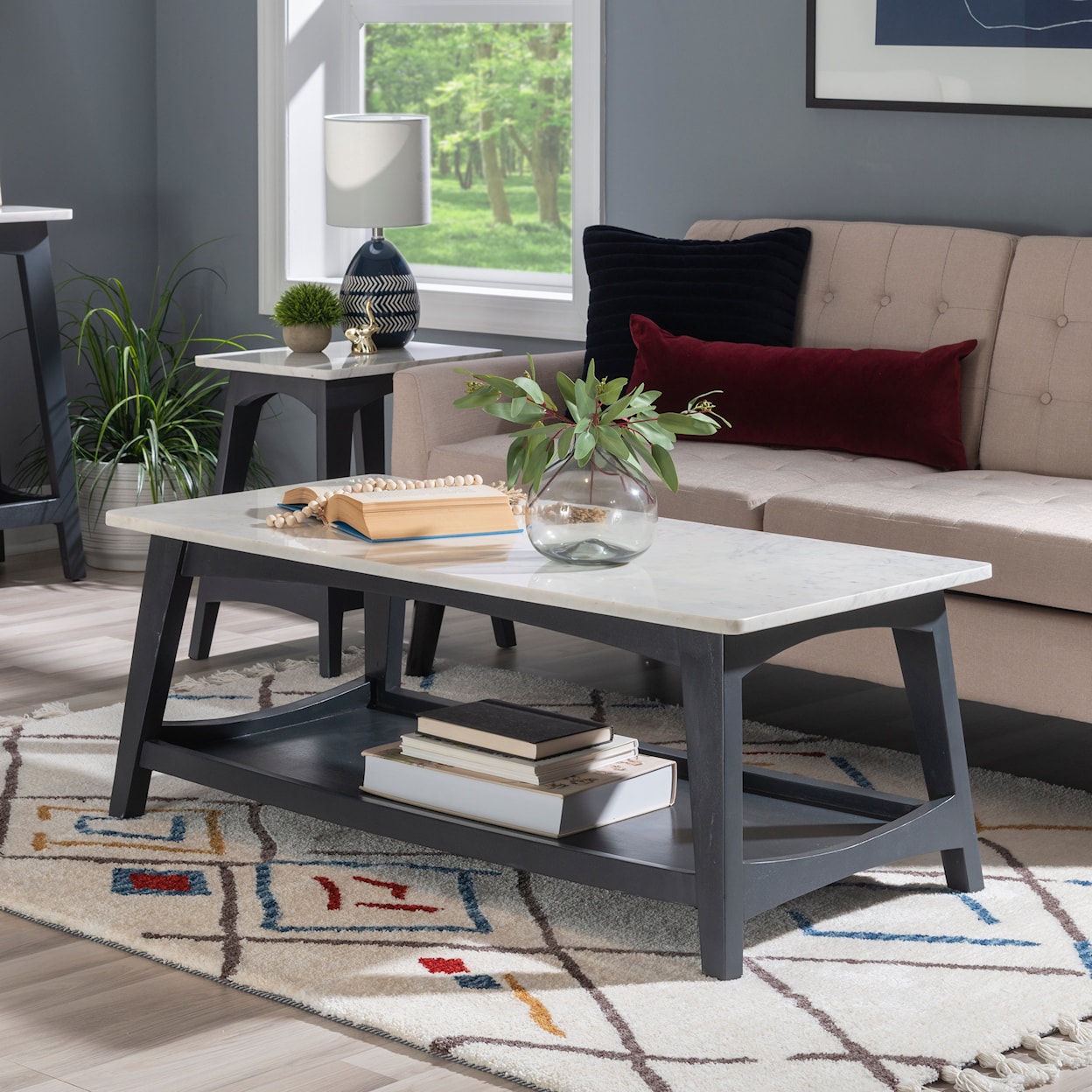 Powell Rainier Coffee Table with Grey Marble Top