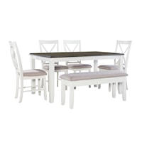 Farmhouse 6-Piece Dining Set with X-Back Design