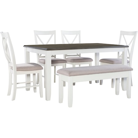 Farmhouse 6-Piece Dining Set with X-Back Design