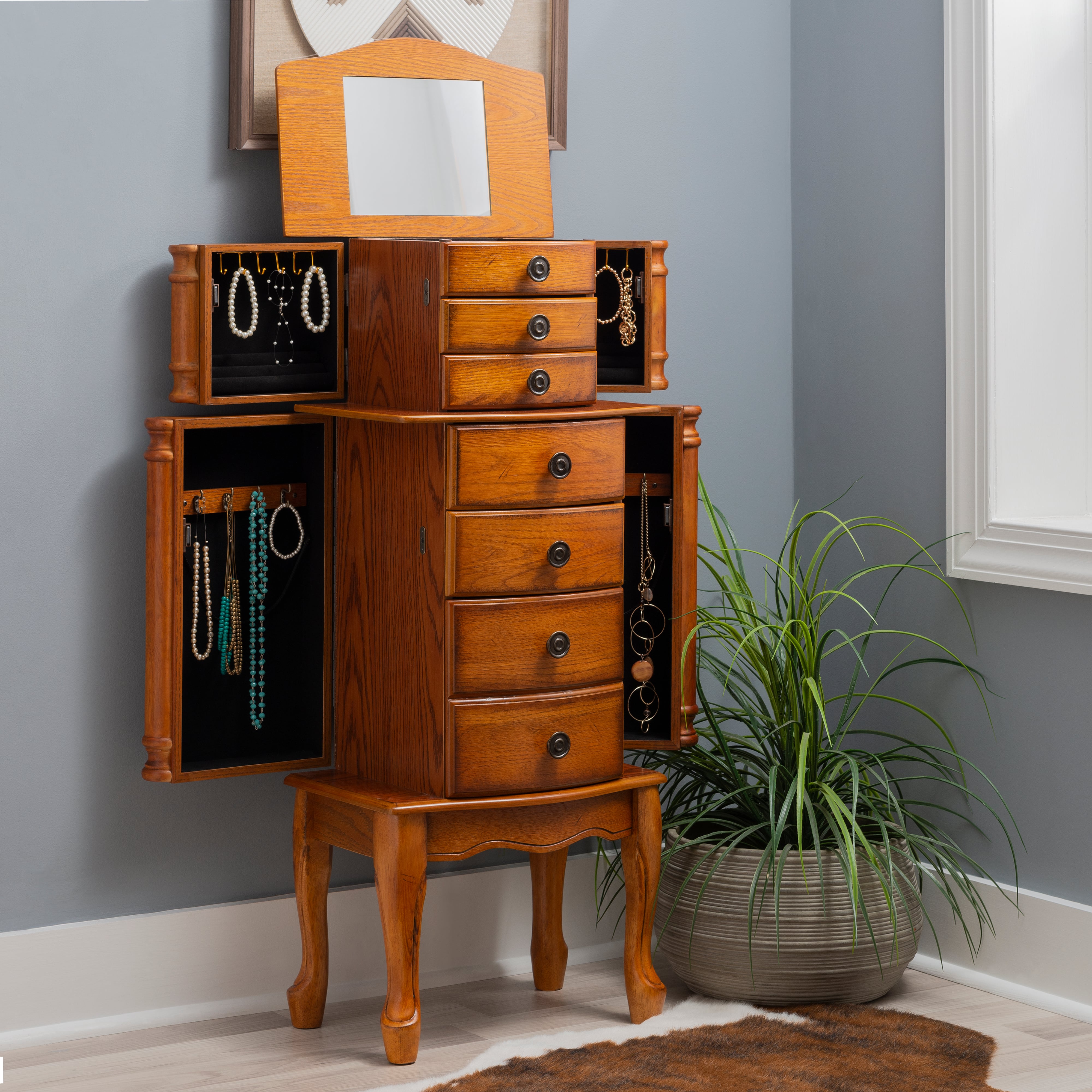 Powell Woodland Oak Jewelry Armoire