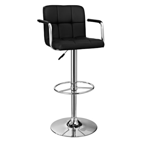 Black and Chrome Quilted Barstool