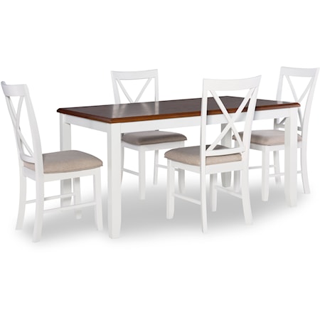 Farmhouse 5-Piece Dining Set with X-Back Design