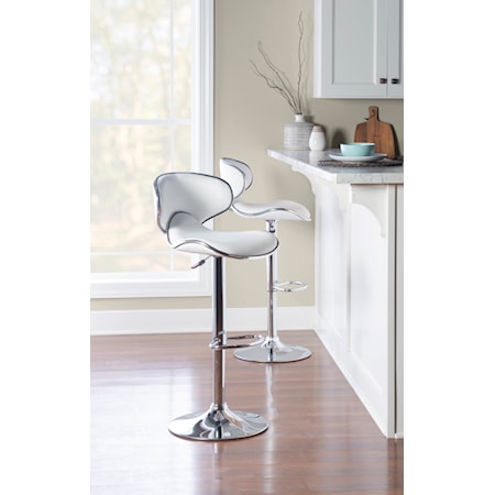 White Adjustable Barstool