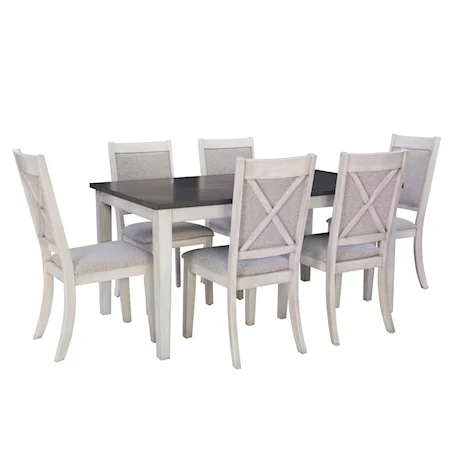 Transitional 7-Piece Dining Set with Two-Tone Table