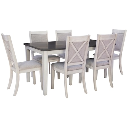 Transitional 7-Piece Dining Set with Two-Tone Table