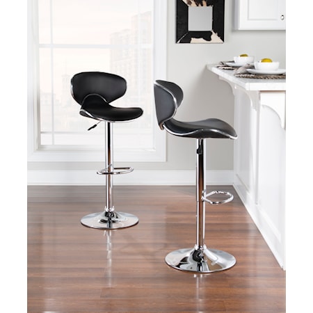 Chrome and Black PU Barstool