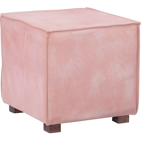 Decter Leather Ottoman Pink