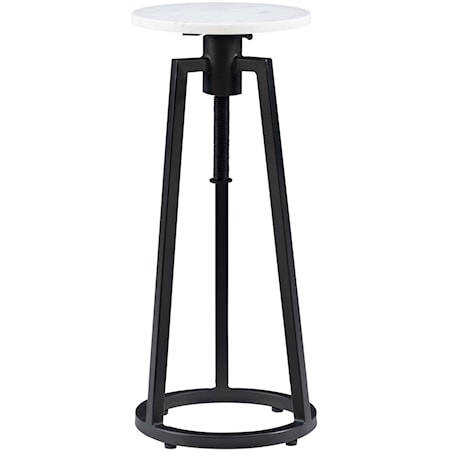 Industrial Shawna Adjustable Drink Table With White Marble Top