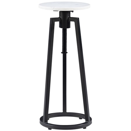 Adjustable Drink Table With White Marble Top