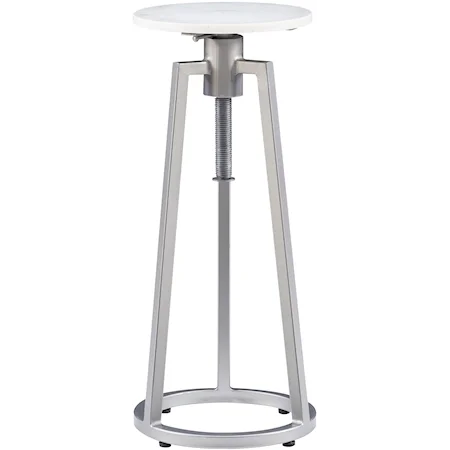 Adjustable Drink Table With White Marble Top