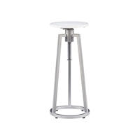 Industrial Shawna Adjustable Drink Table With White Marble Top