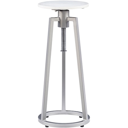 Industrial Shawna Adjustable Drink Table With White Marble Top