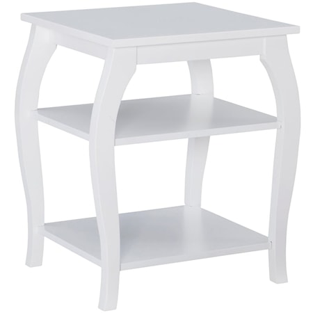 Transitional 2-Shelf Side Table- White