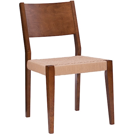 Mid-Century Modern Dining Chairs with Basketweave Seat 2-Piece Set