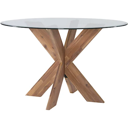 X Base Dining Table with Glass Top