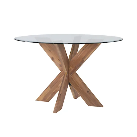 Contemporary Adler X Base Dining Table with Glass Top