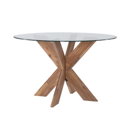 X Base Dining Table with Glass Top