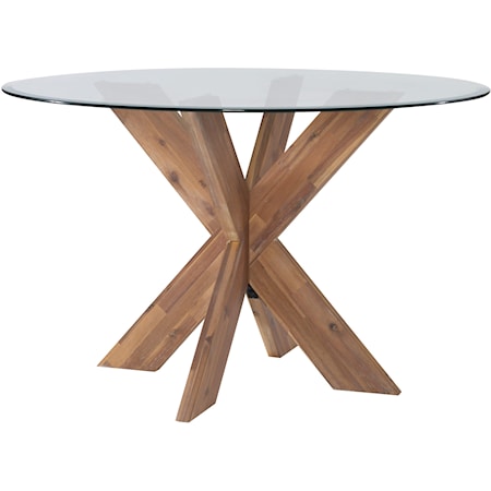 X Base Dining Table with Glass Top
