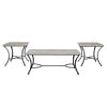Contemporary 3-Piece Table Set with Slab Top