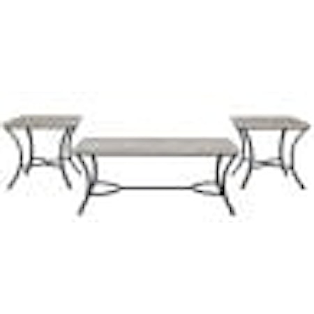 Contemporary 3-Piece Table Set with Slab Top